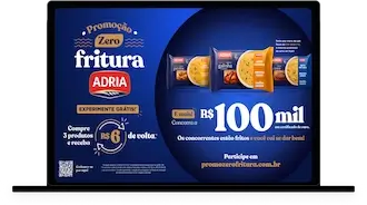 Imagem de um laptop com o site da promoção aberto
