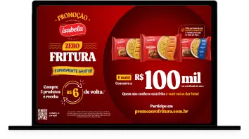 Imagem de um laptop com o site da promoção aberto
